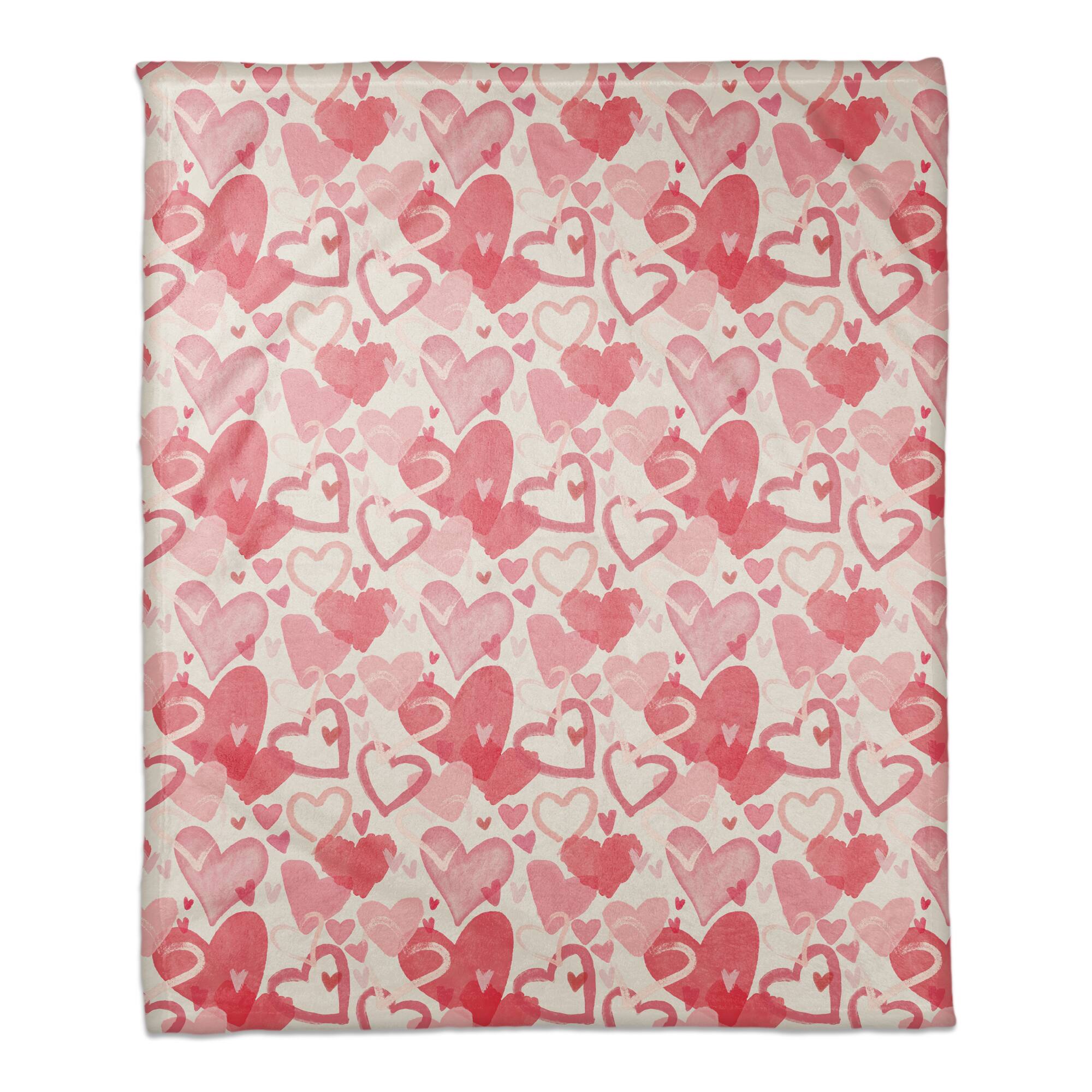 Heart Cluster Pattern 50" x 60" Coral Fleece Blanket
